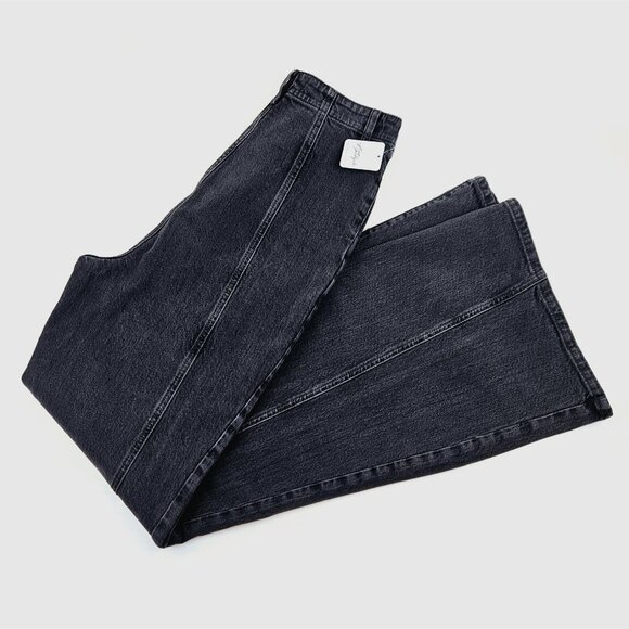 Free People We The Free Florence High Rise Flare Jeans in Black Coal - Picture 4 of 7